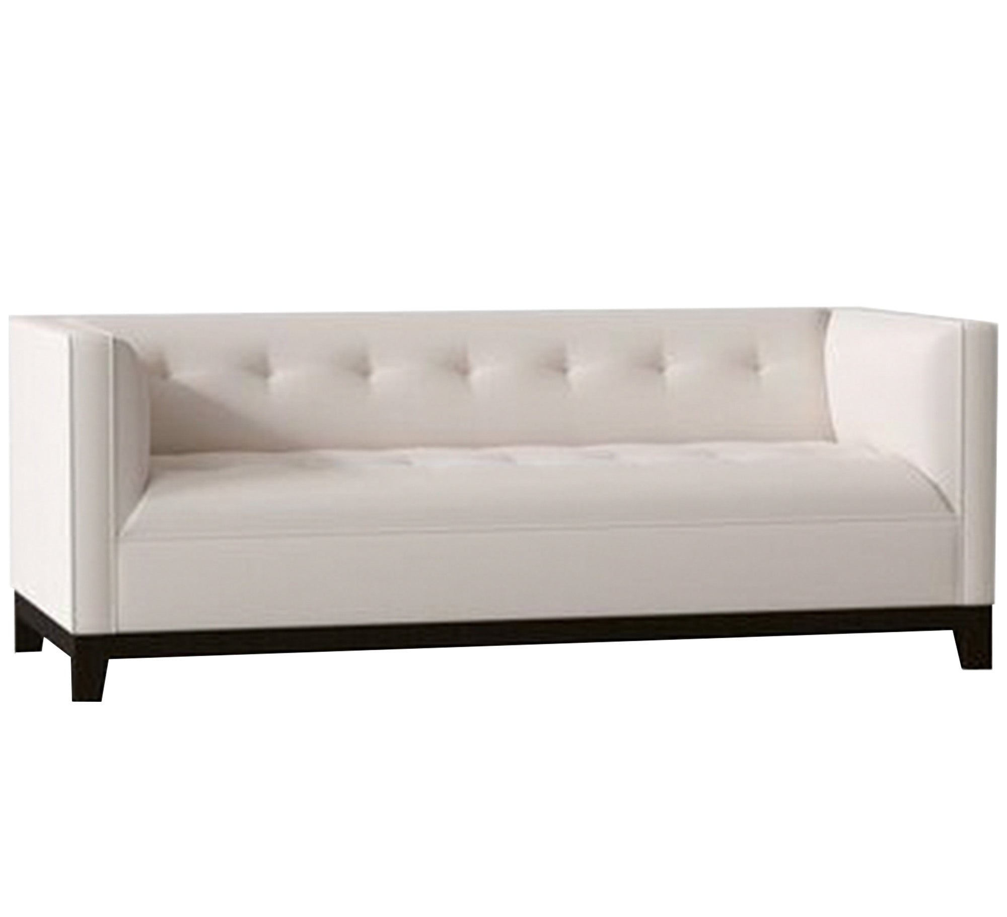 White sofa and black wooden legs