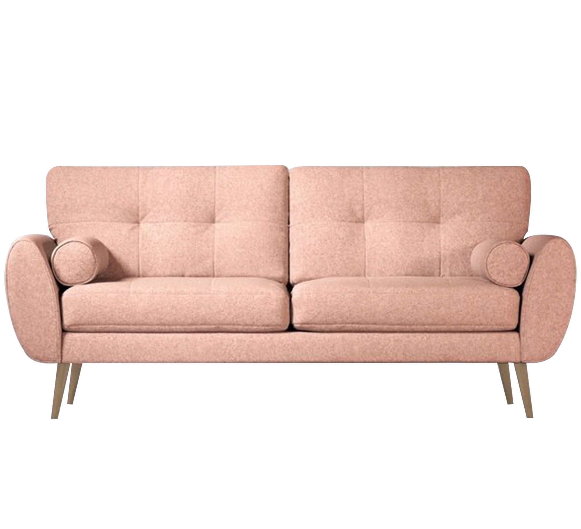 Pink sofa high on elegant wooden legs