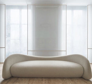 Off-White Sofa with Corrugated Backrest