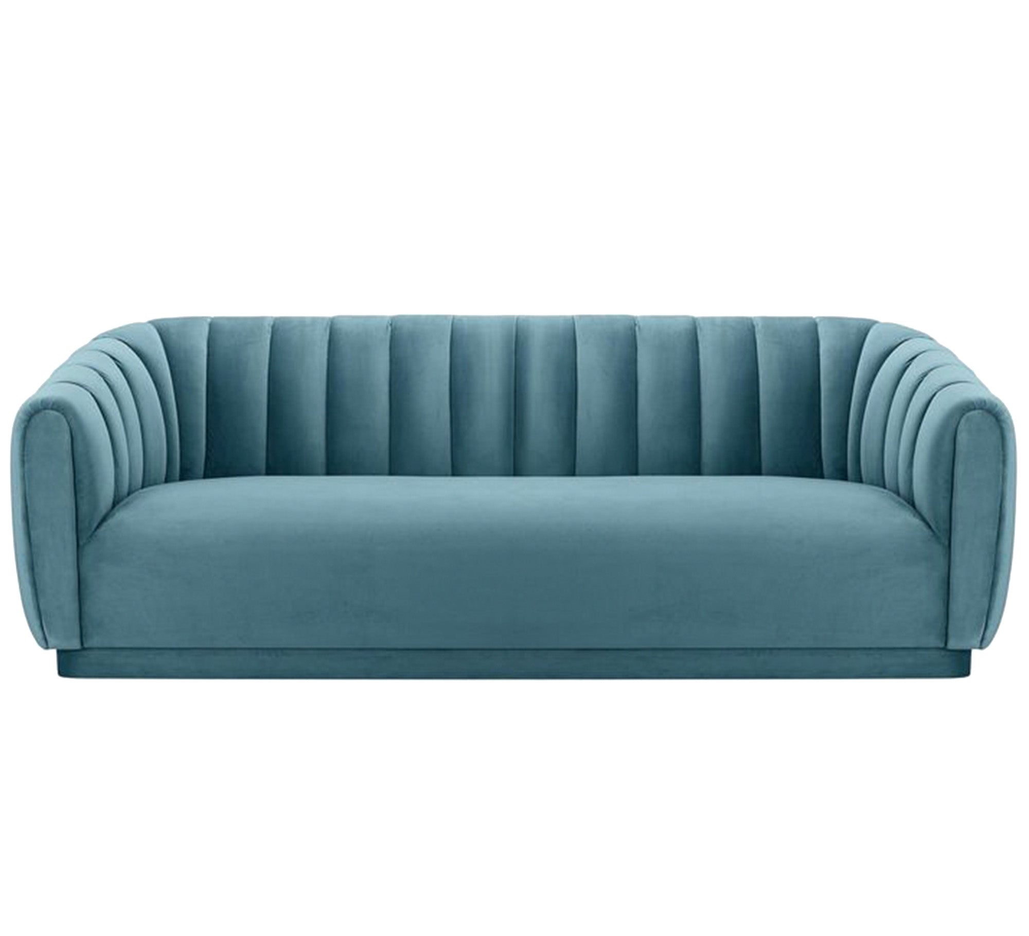 Baby Blue sofa with recessed stitching