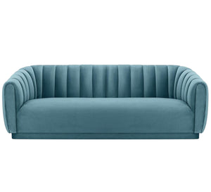 Baby Blue sofa with recessed stitching