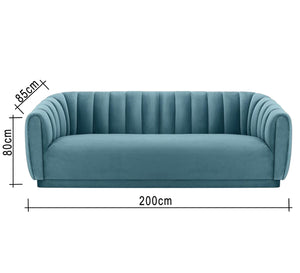 Baby Blue sofa with recessed stitching