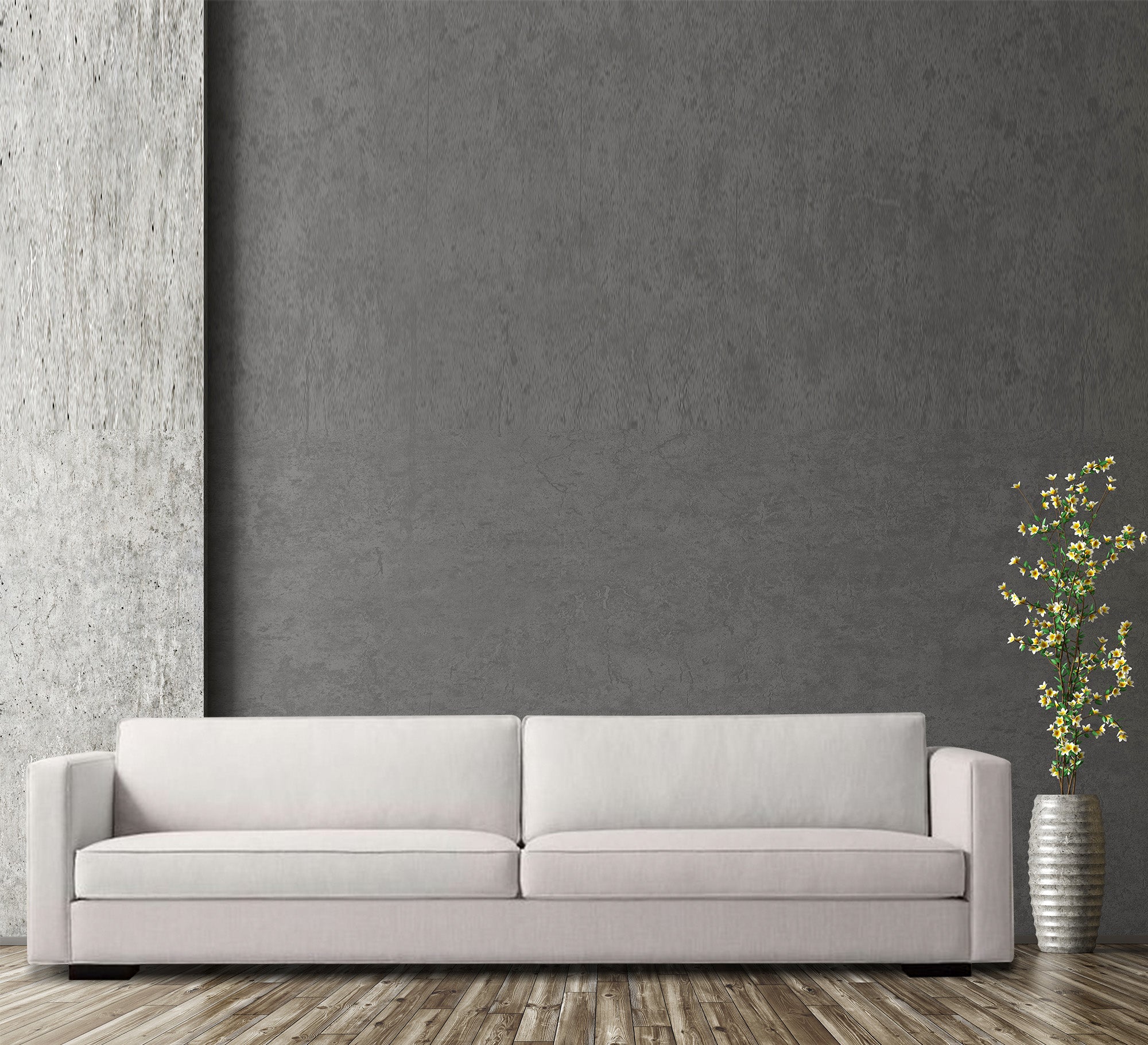 White sofa with thin armrests