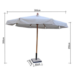 Wooden garden umbrella