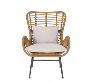 Beige rattan chairs set