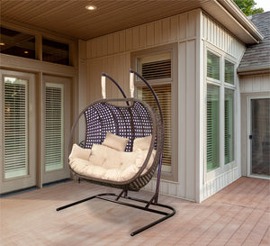 Brown swing chair for two people