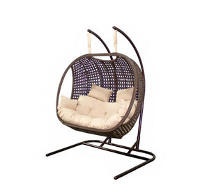 Brown swing chair for two people