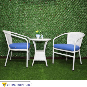 White outdoor seating set