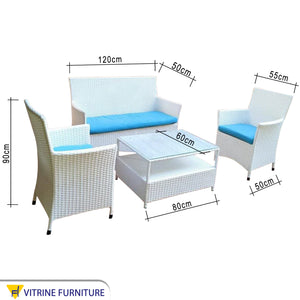 White and blue outdoor seating set