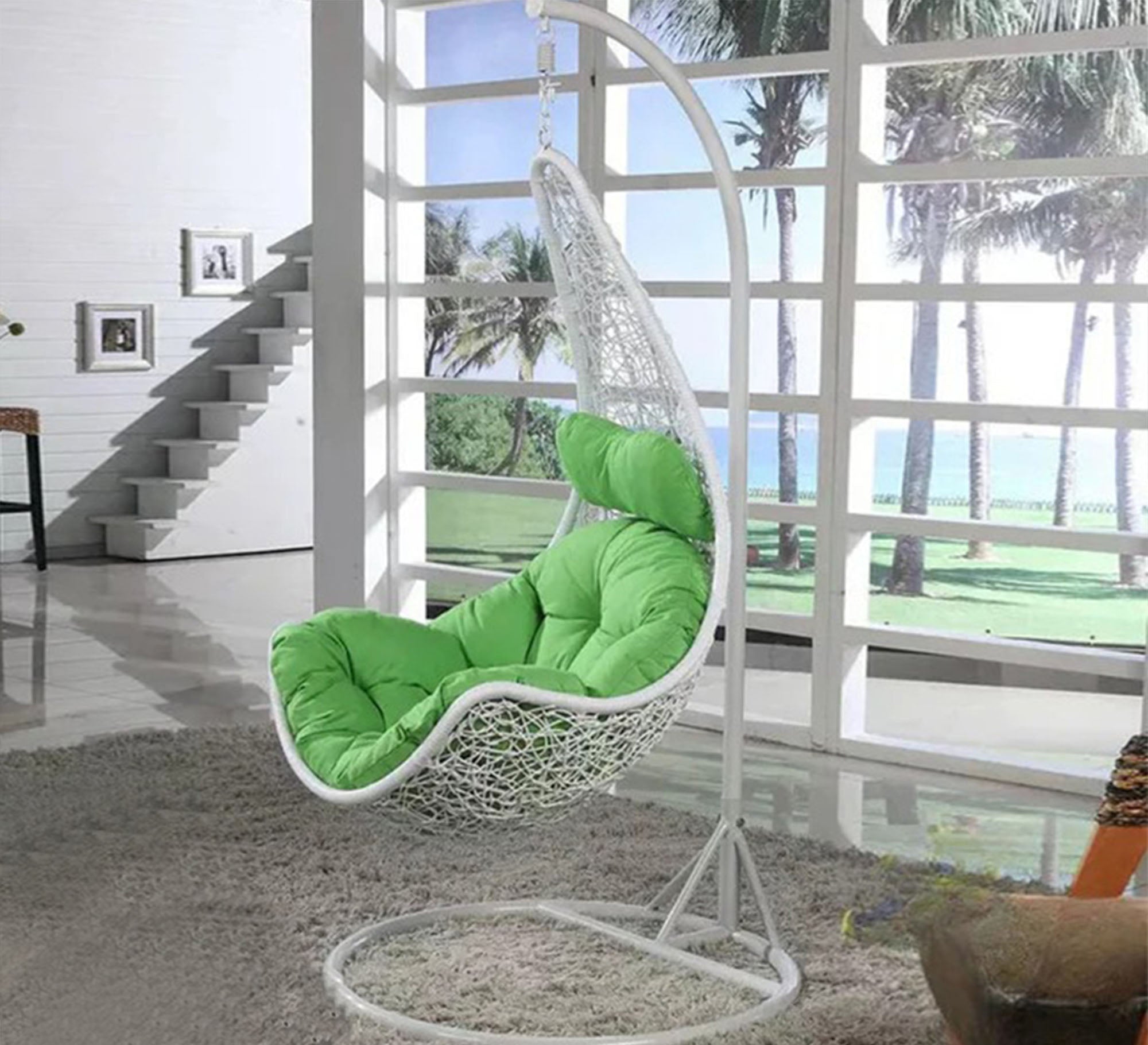 White half moon swing chair