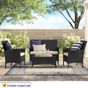 Black and beige outdoor seating set