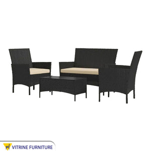 Black and beige outdoor seating set