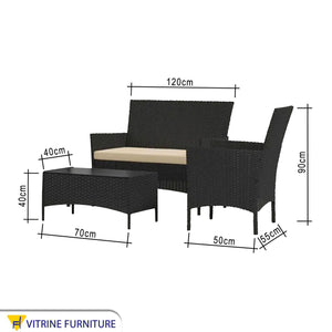 Black and beige outdoor seating set