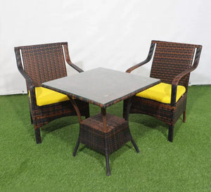 Brown and yellow outdoor seating set