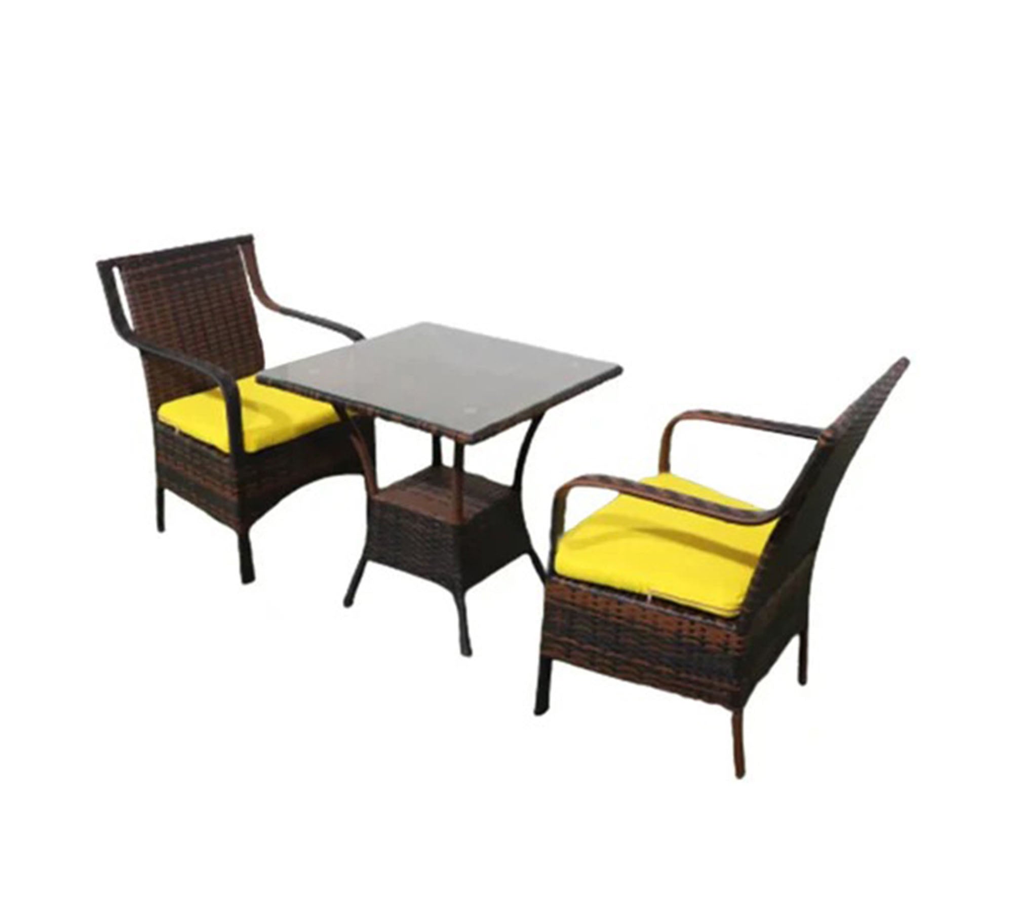 Brown and yellow outdoor seating set