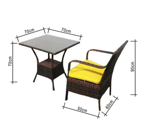 Brown and yellow outdoor seating set