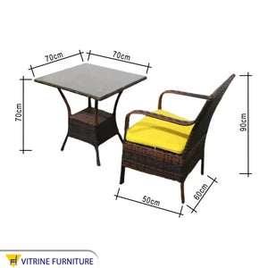 Brown and yellow outdoor seating set