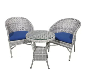 Gray and blue outdoor seating set