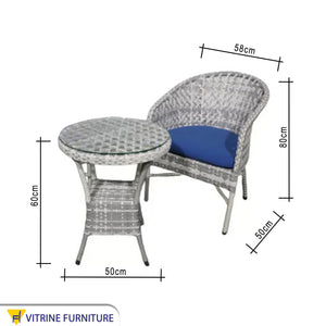 Gray and blue outdoor seating set