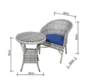 Gray and blue outdoor seating set