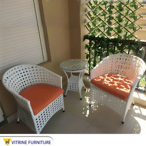 White and orange outdoor seating set