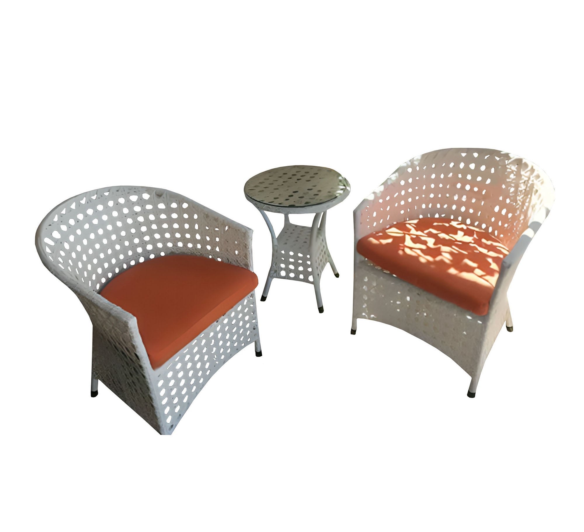 White and orange outdoor seating set