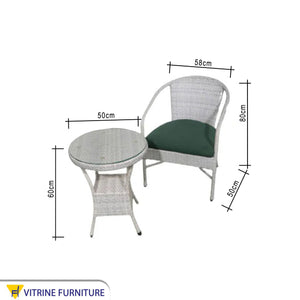 White and green outdoor seating set