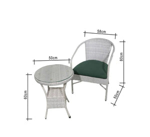 White and green outdoor seating set