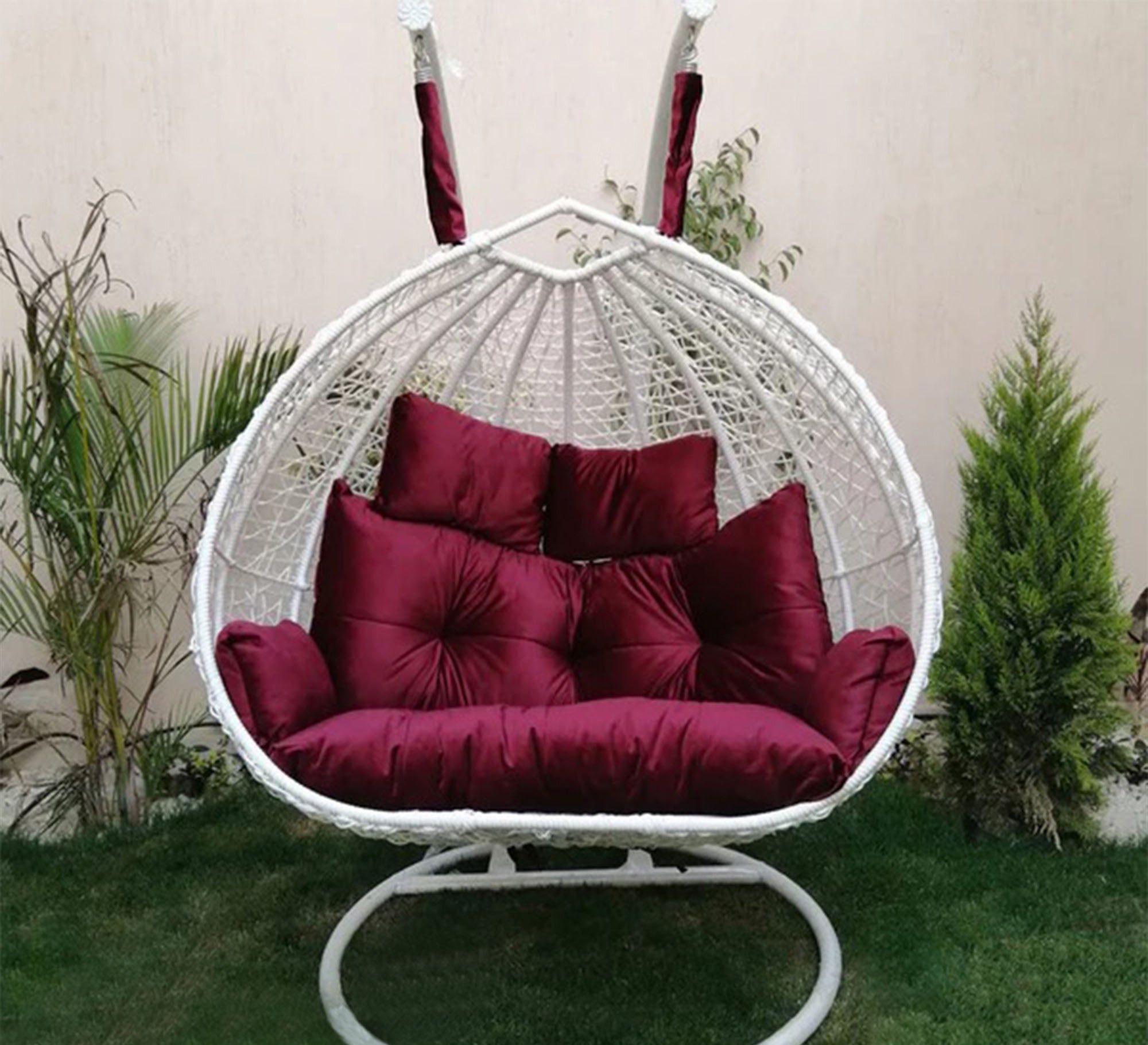 White swing chair for two people