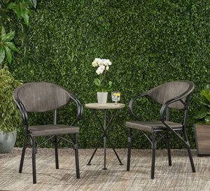 An outdoor set of 2 chairs and a table