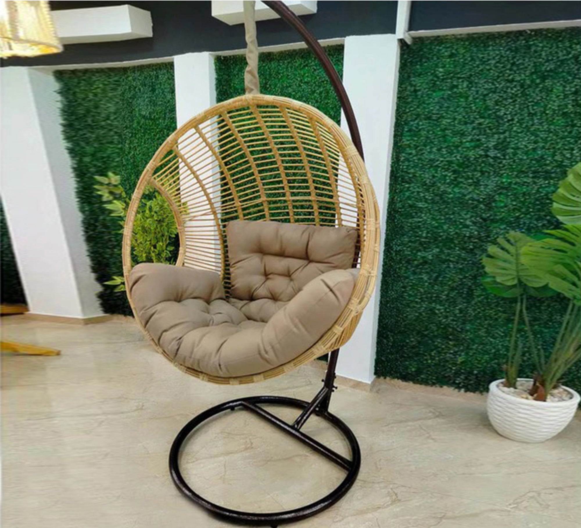 Beige outdoor swing