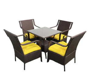 An outdoor set of 4 chairs and a table