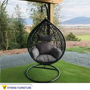 Black and gray outdoor swing