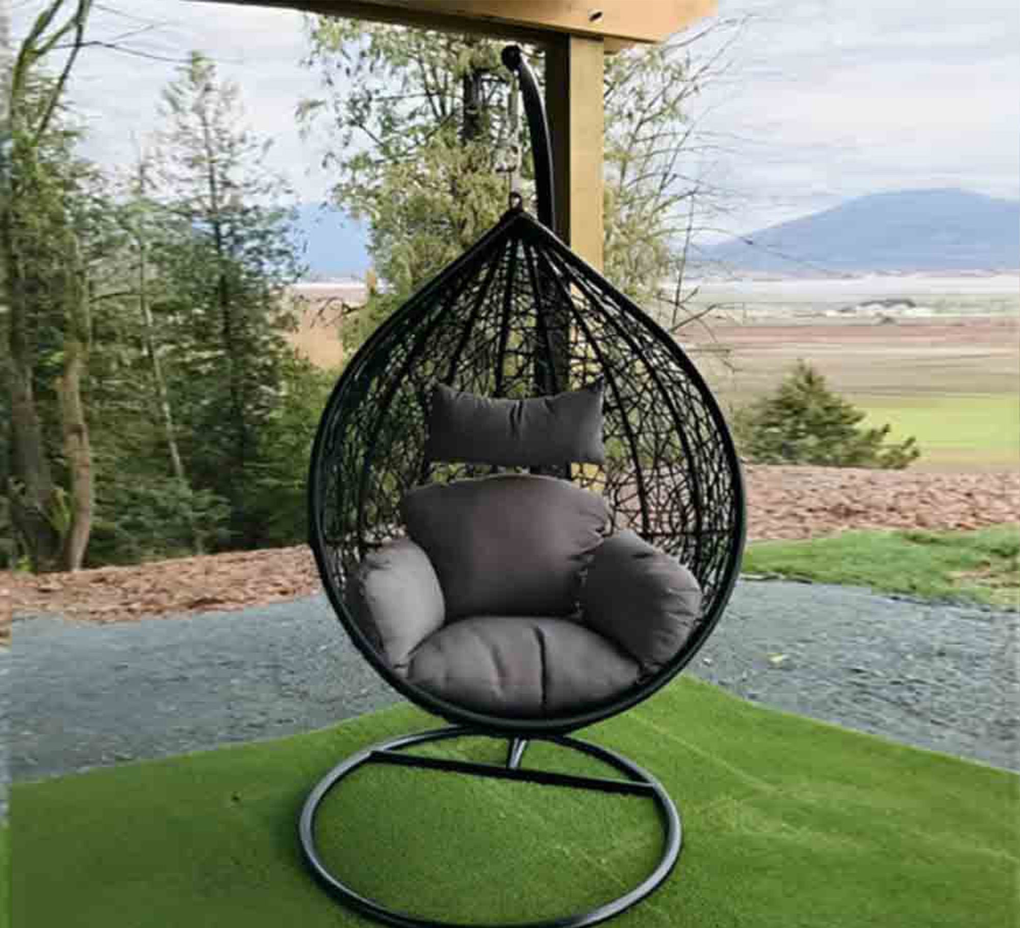 Black and gray outdoor swing