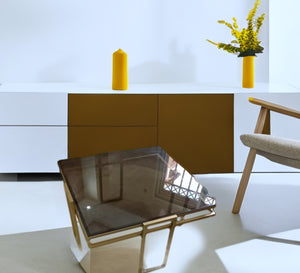 Modern table with golden touches