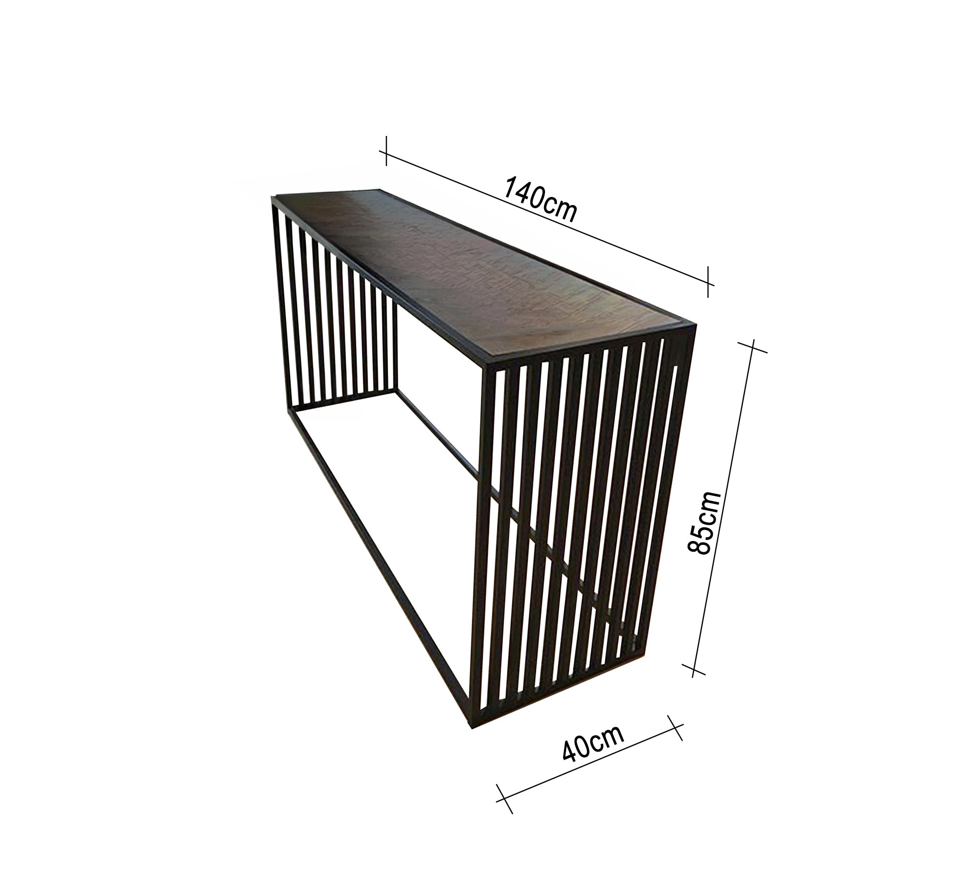 Modern console with black glass