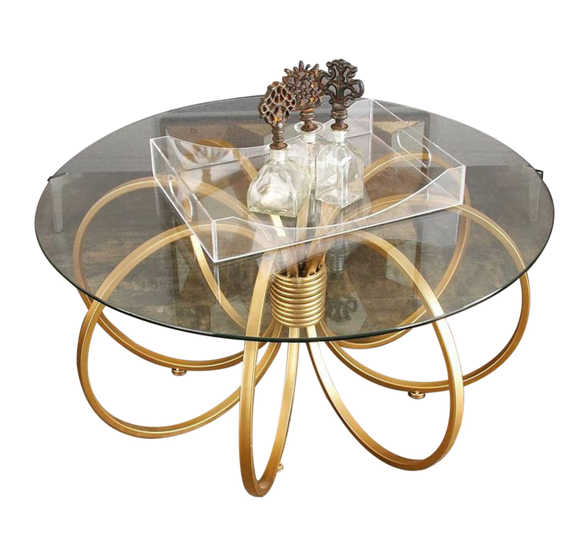 A circular table with a unique design