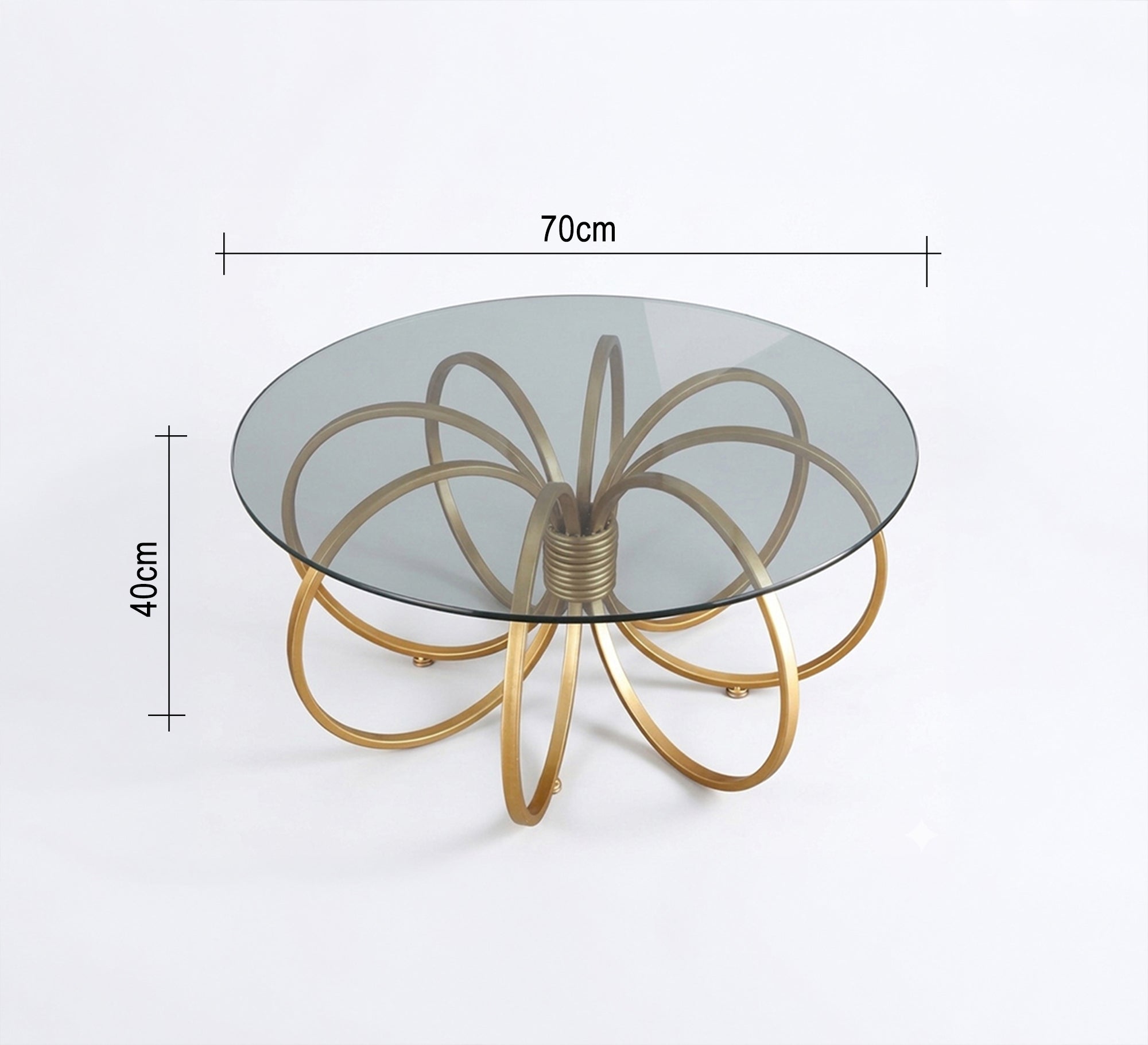 A circular coffee table with a unique design