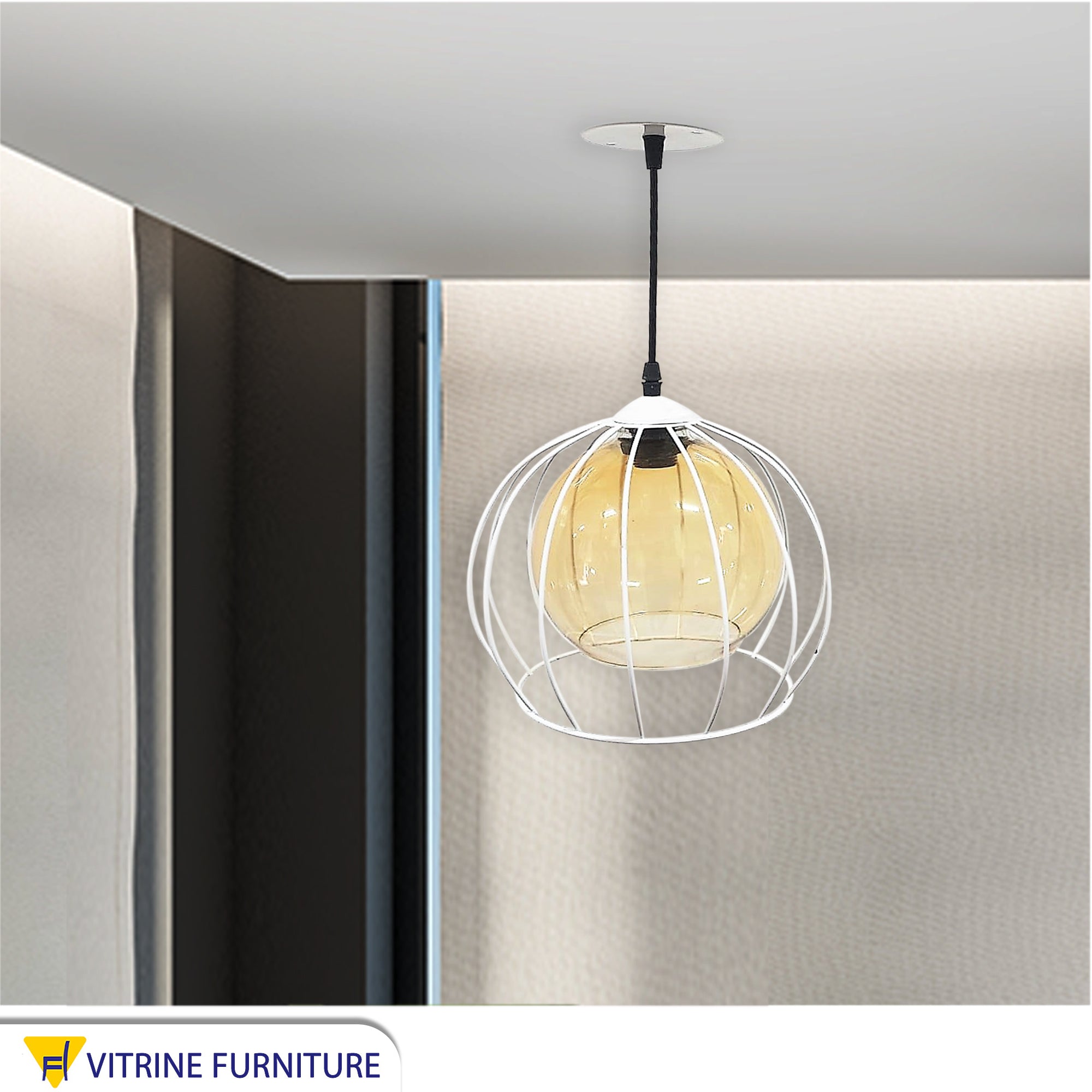 White ceiling lamp with clear glass