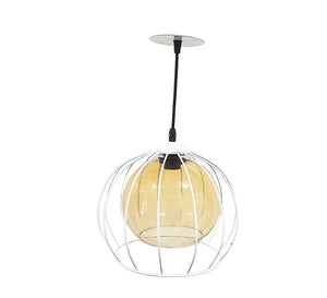 White ceiling lamp with clear glass