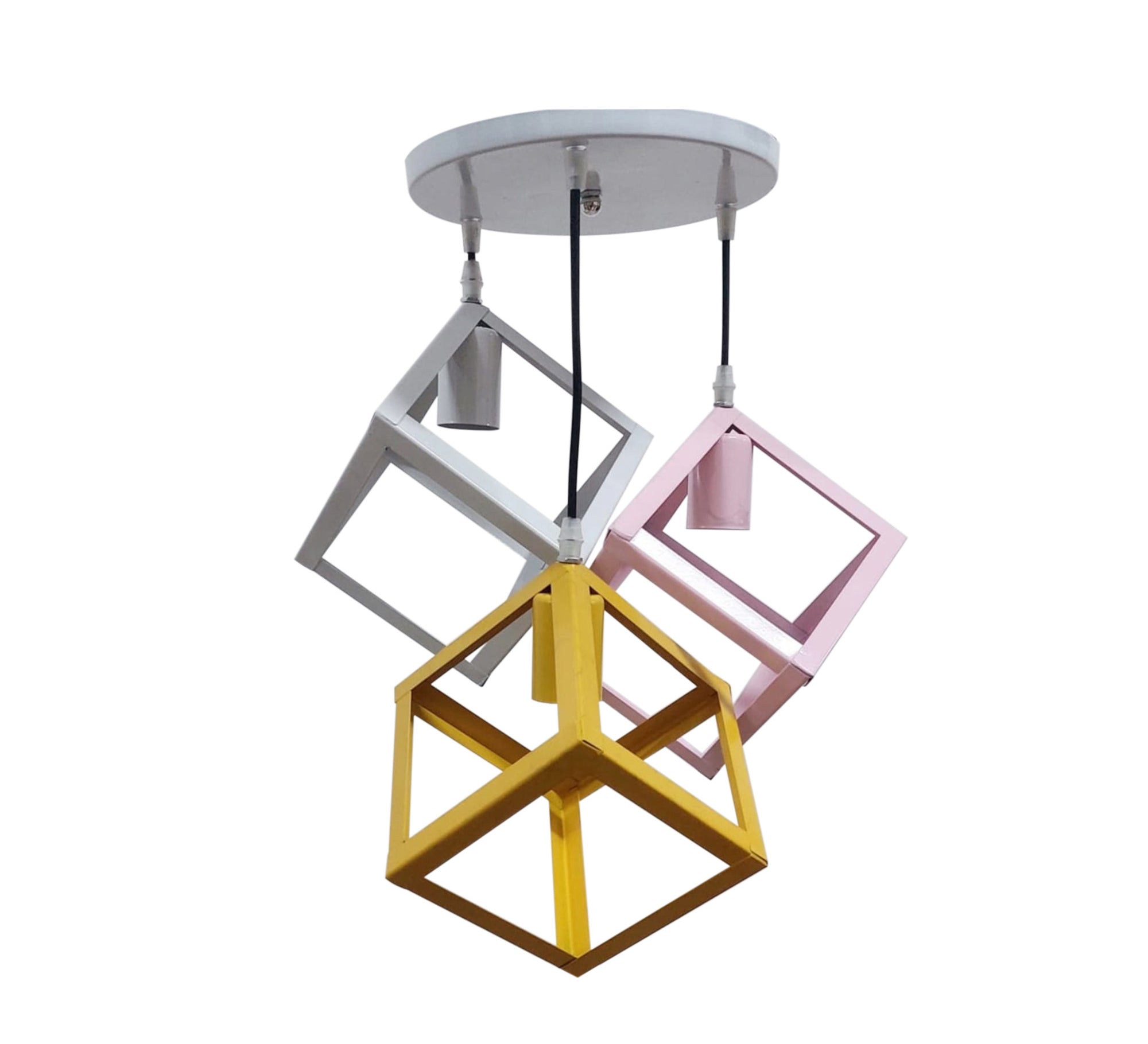 Cubic ceiling chandelier in different colors