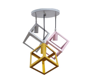 Cubic ceiling chandelier in different colors