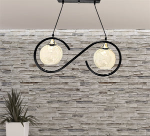 Double chandelier in infinity shape, black