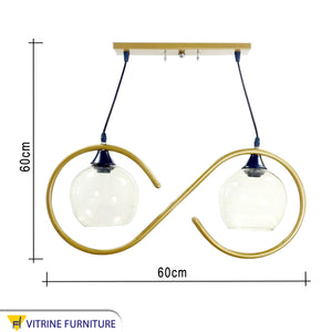 Double chandelier in infinity shape, gold