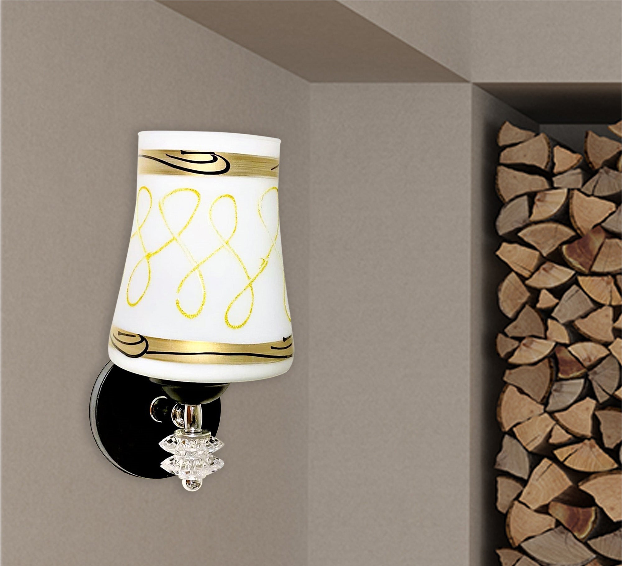 White*gold metal glass wall Sconce