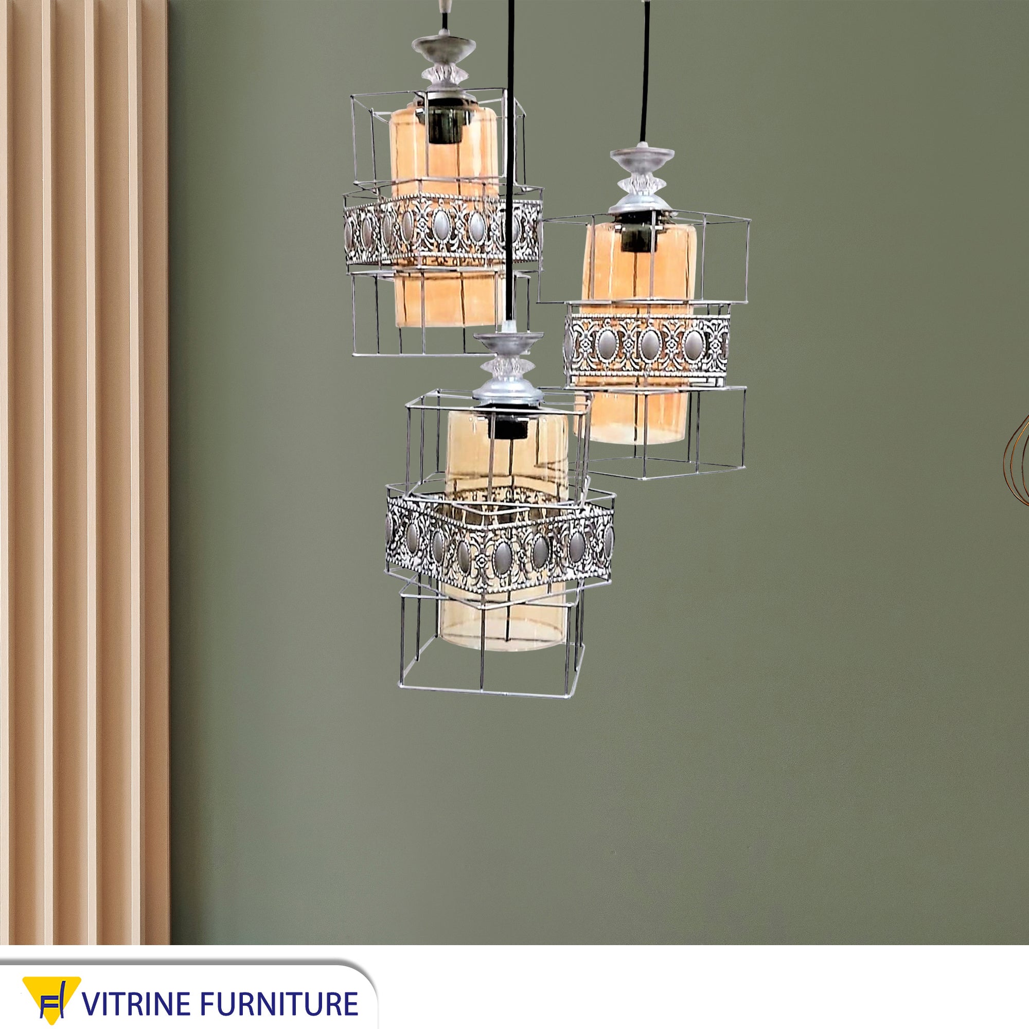 Triple ceiling chandelier with elegant design