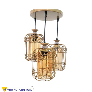 Metal triple birdcage chandelier
