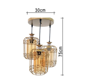 Metal triple birdcage chandelier