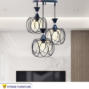 Three Pendant ceiling lamps with a modern design