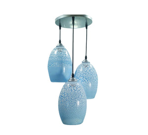 Elegant triple blue glass chandelier